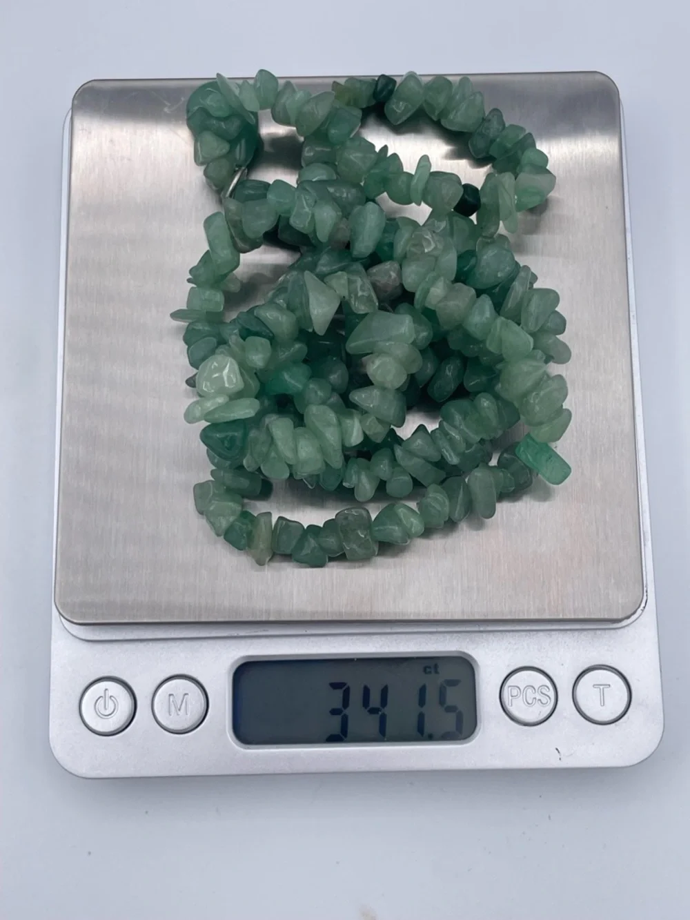 Green Aventurine Chip Long Bead Necklace with Teardrop Pendant Natural Gemstone
